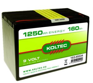 Batterij 9 Volt - 1250 Wh 160 Ah, alkaline