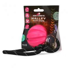 Dog Comets Ball Halley Roze met touw