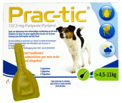 Prac-Tic Teken en vlooien druppels 4,5 tot 11 kg