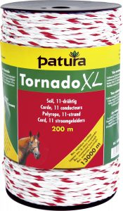 Tornado XL cord wit/rood, 200m rol