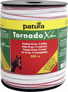 Tornado XL lint 40mm wit/rood, 200m rol