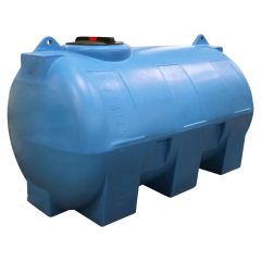 Kunststof opslagtank 2200 liter liggend rond blauw