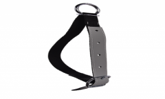 Schapenhalsriem 70cm zwart nylon met leer en ring