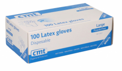 Handschoen CMT wit latex poedervrij maat S (6-7)