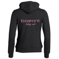 Hoodie Boerin! Mijn vak met capuchon en rits maat XL