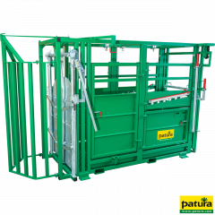 Cattle Crush A6000 with rear sliding gate, baulk gate double-leaf, infinitely headbail