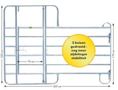 Paneel-8 koppelhek met behandeldeur, 3,00 x 2,20 mtr.