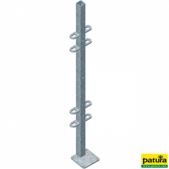 Post square 40 mm, l = 1.15 m with base plate off-centre with welded plates