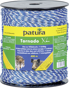 Tornado XL kunststofdraad, blauw/wit, 400 meter. Schrikdraad tegen wolven en wild