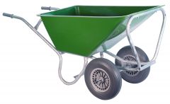 Groene stalkruiwagen 160 liter met 2 softwielen
