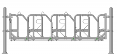 Zweeds voerhek voor stieren, framelengte 281 cm, 3 voederplaatsen