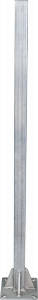 Paal 60x60x3 mm, L= 1,5 m vz met Bodemplaat 200x200x8 mm wanddikte 3mm