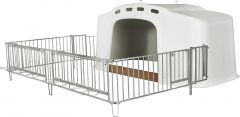 Kalverhut XXL met omheining Hardhouten drempel, 10 emmerringen transporthaken
